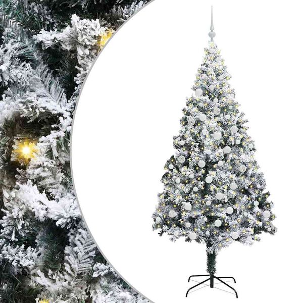 vidaXL Artificial Christmas Tree with 300 LEDs with Stand Green 180 cm