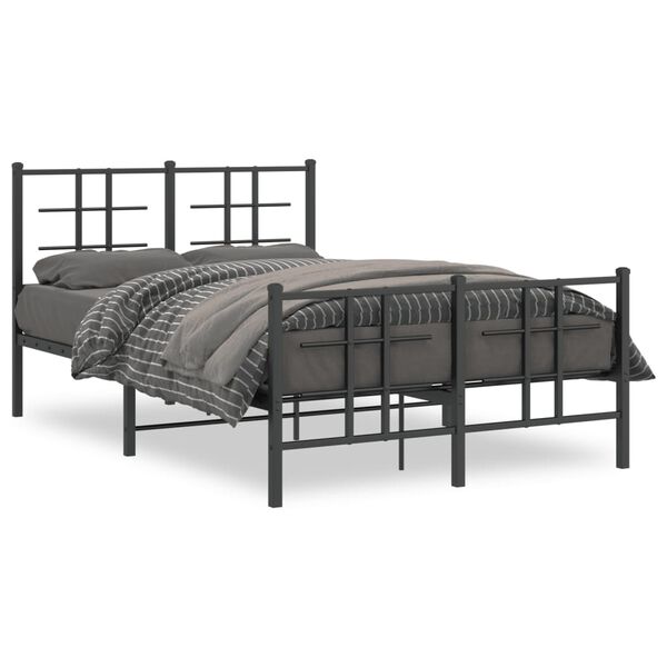 vidaXL Metal Bed Frame without Mattress with Footboard Black 120x190cm