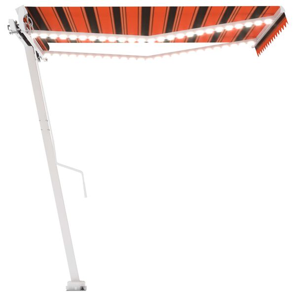 vidaXL Manual Retractable Awning with LED 350x250 cm Orange and Brown