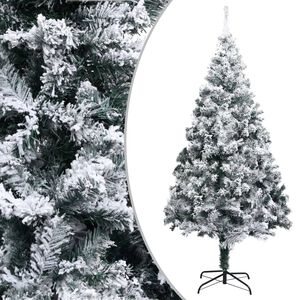 vidaXL Artificial Christmas Tree with Flocked Snow Green 210 cm PVC
