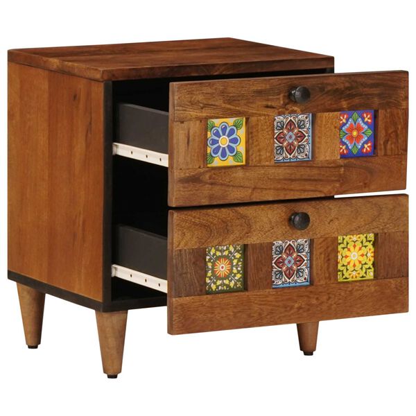 vidaXL Bedside Cabinet 2 pcs Brown 40 x 33 x 46 cm Solid Mango Wood