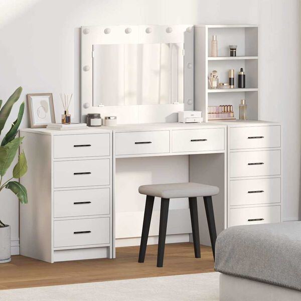 vidaXL Dressing Table 3 pcs White 40 x 41 x 135 cm Engineered wood