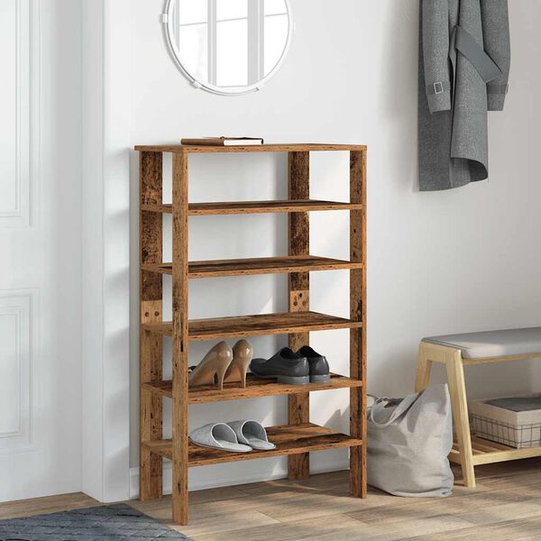 vidaXL Shoe Rack Old Wood 61x32x105 cm Engineered Wood