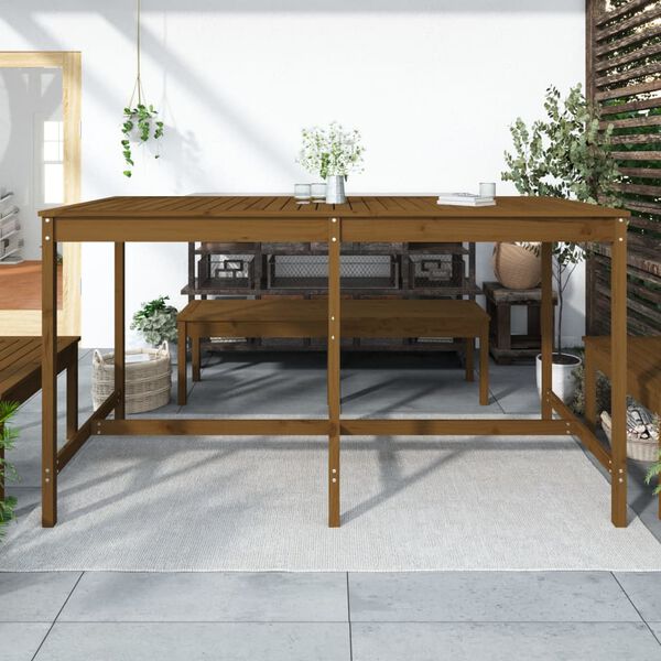 vidaXL Garden Table Honey Brown 203.5x90x110 cm Solid Wood Pine