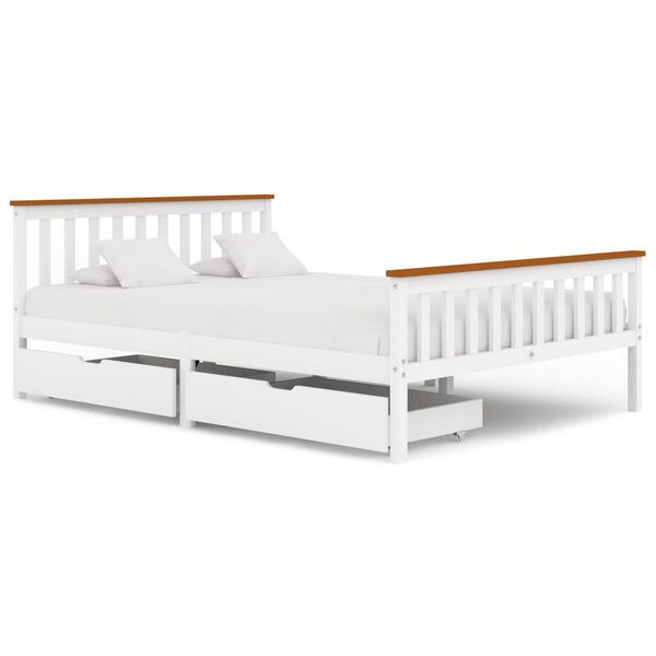 vidaXL Bed Frame without Mattress White Solid Pine Wood 140x200 cm
