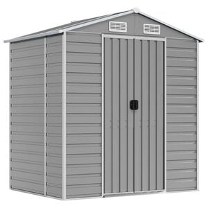 vidaXL Garden Shed Light Grey 191x130x198 cm Galvanised Steel