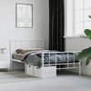 vidaXL Metal Bed Frame without Mattress with Footboard White 75x190cm