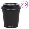 vidaXL Coffee Paper Cups with Lids 200 ml 100 pcs Black