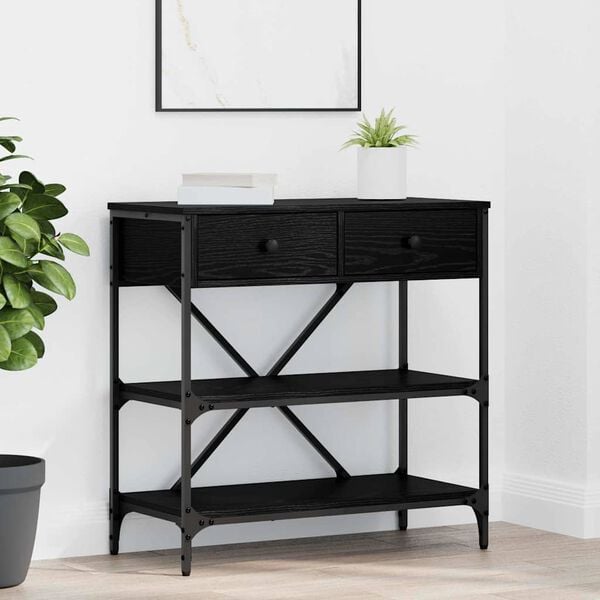 vidaXL Console Table with Drawer Black Oak 100 x 34.5 x 75 cm Wood