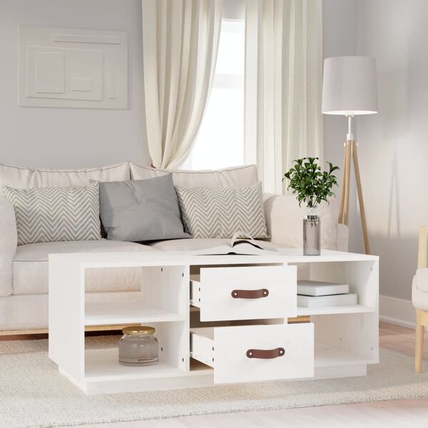 vidaXL Coffee Table White 100x50x41 cm Solid Wood Pine