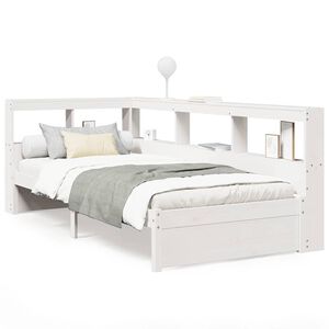 vidaXL Bookcase Bed without Mattress White 75x190 cm Solid Wood Pine