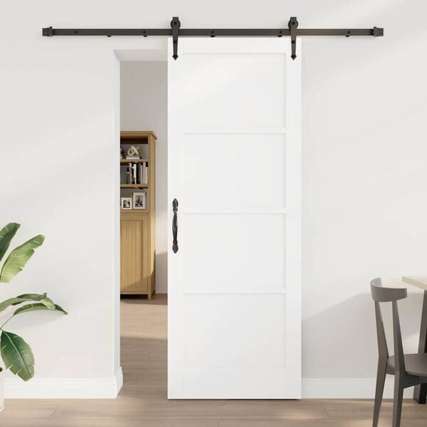vidaXL Sliding Door ORKDAL White and Black 78 x 211 cm Solid Pine Wood