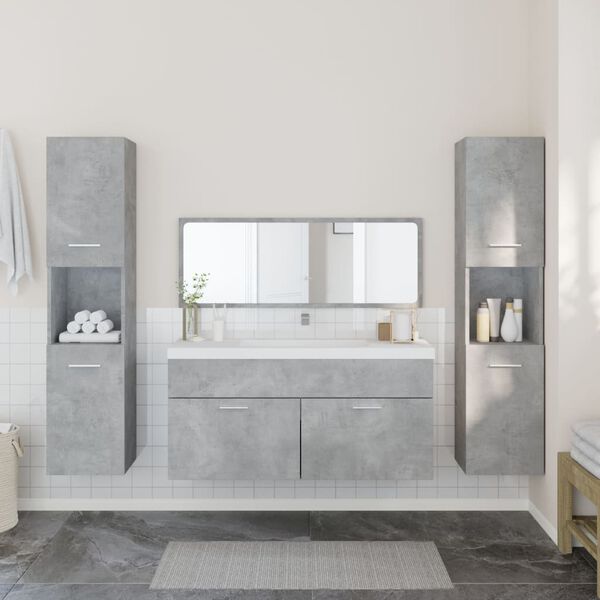 vidaXL 4 Piece Bathroom Furniture Set Concrete Grey Engineered Wood