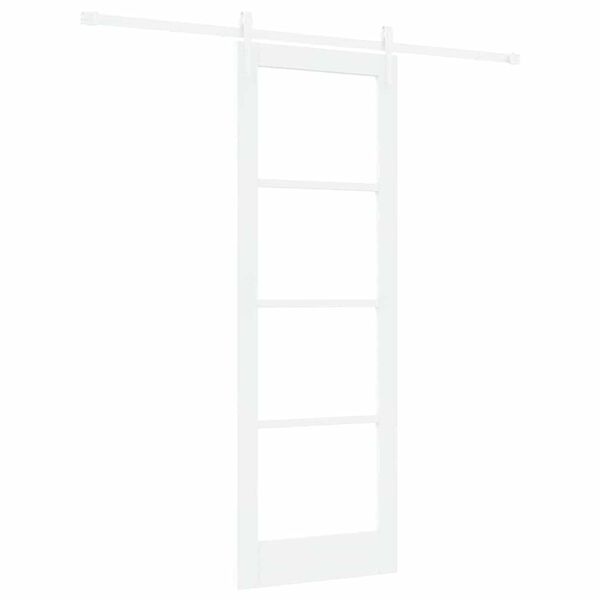 vidaXL Sliding Door White 73.5 x 211 cm Solid Pine Wood and Glass