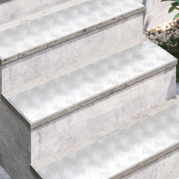 vidaXL Stair Tread Rectangular 2 pcs Silver 80 x 20 cm Aluminium