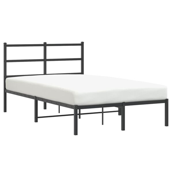 vidaXL Metal Bed Frame without Mattress with Headboard Black 120x190cm
