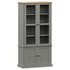 vidaXL Glass Display Cabinet VIGO Grey 85x35x170 cm Solid Wood Pine