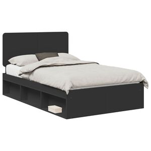 vidaXL Bed Frame with Headboard Black 120 x 200 cm Solid Pine Wood
