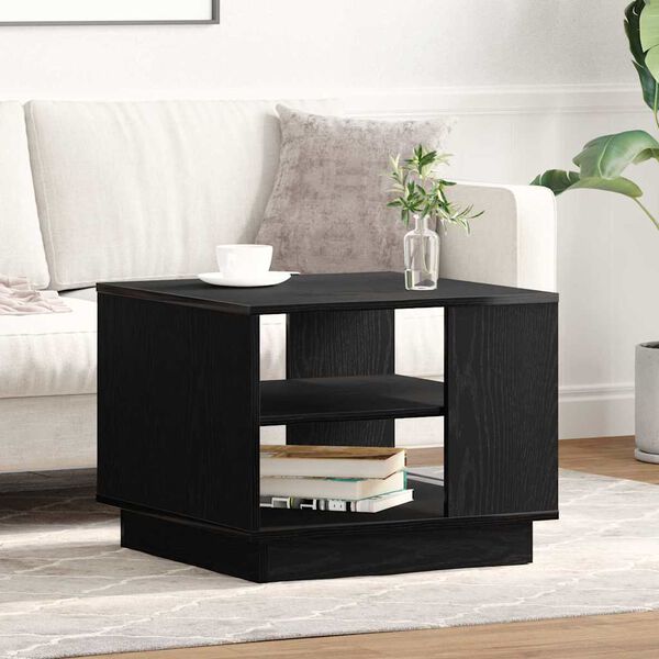 vidaXL Coffee Table Black Oak 55 x 55 x 42 cm Engineered Wood