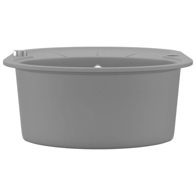 vidaXL Granite Kitchen Sink Single Basin Oval Grey