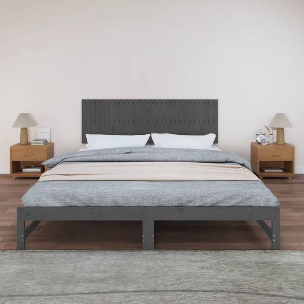 vidaXL Wall Headboard Grey 185x3x60 cm Solid Wood Pine