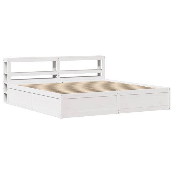 vidaXL Bed Frame with Headboard White 200x200 cm Solid Wood Pine