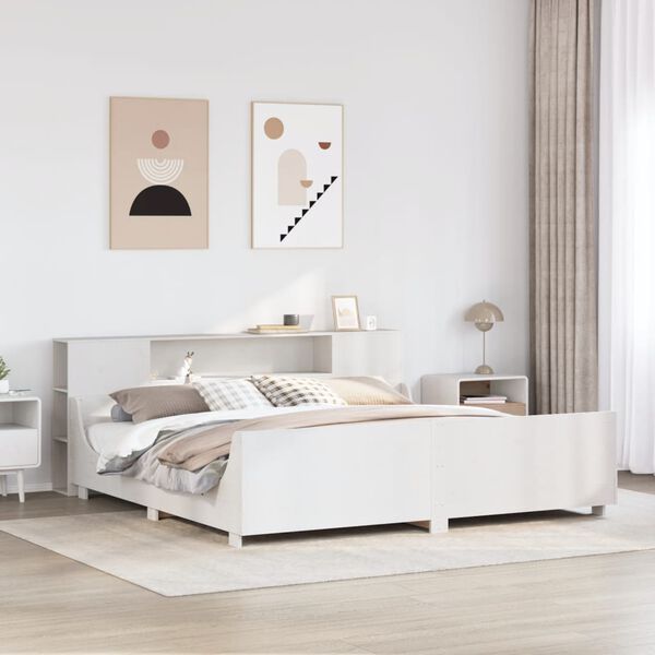 vidaXL Bed Frame without Mattress White 200x200 cm Solid Wood Pine
