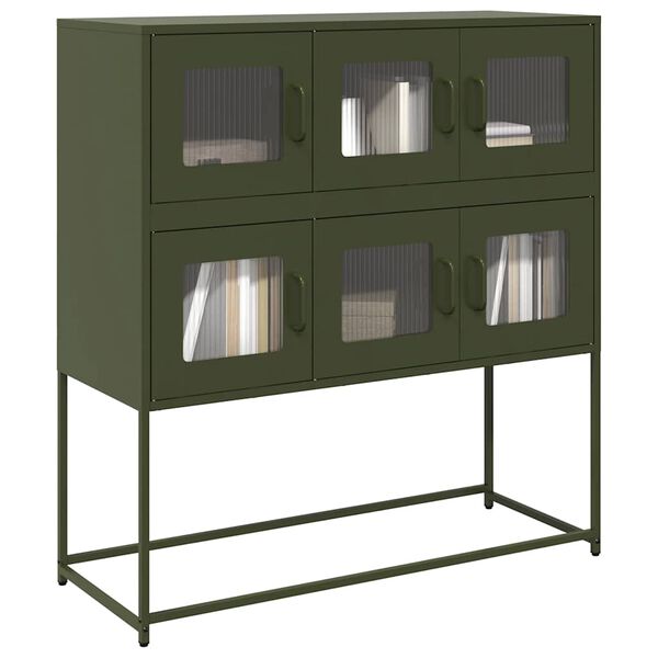 vidaXL Sideboard Olive Green 100.5x39x107 cm Cold-rolled Steel