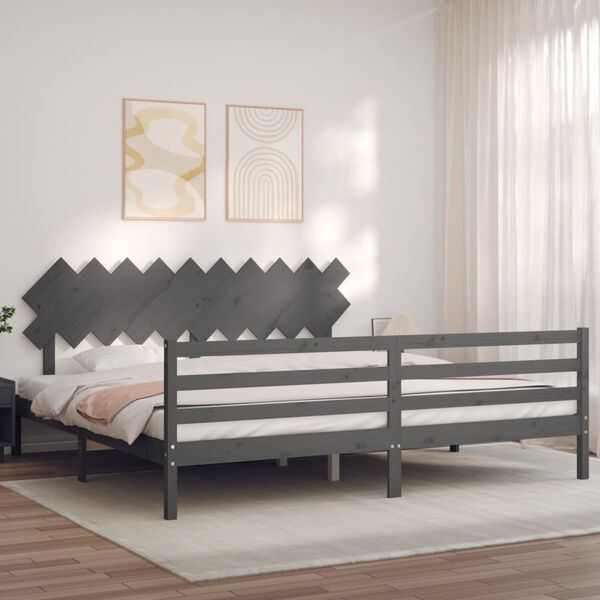 vidaXL Bed Frame without Mattress Grey 200x200 cm Solid Wood