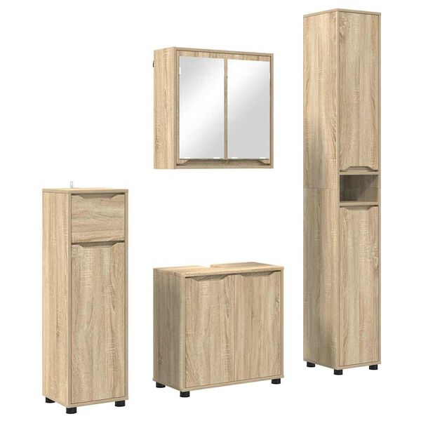 vidaXL Bathroom Furniture Set Manual 4 pcs Sonoma Oak Engineered Wood