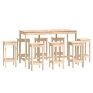 vidaXL 9 Piece Bar Set Solid Wood Pine