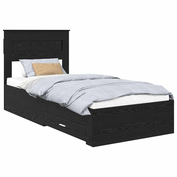 vidaXL Bed Frame with Headboard Black Oak 90 x 200 cm Engineered Wood