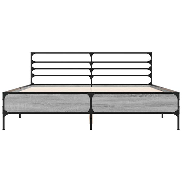 vidaXL Bed Frame without Mattress Grey Sonoma 150x200 cm King Size