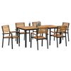 vidaXL Garden Dining Set 7 pcs Black Solid Acacia Wood