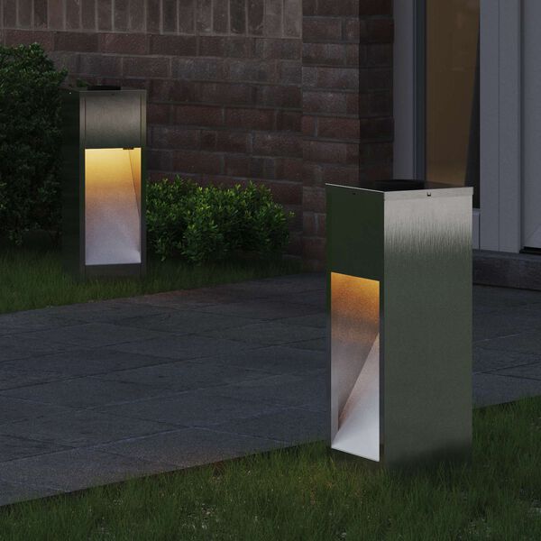 vidaXL Solar Led Pathway Light 2 pcs Silver Stainless Steel