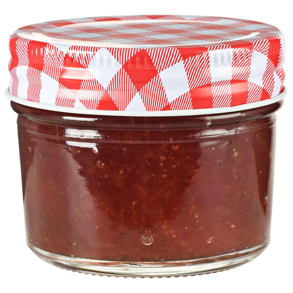 vidaXL Glass Jam Jars with White and Red Lids 24 pcs 110 ml