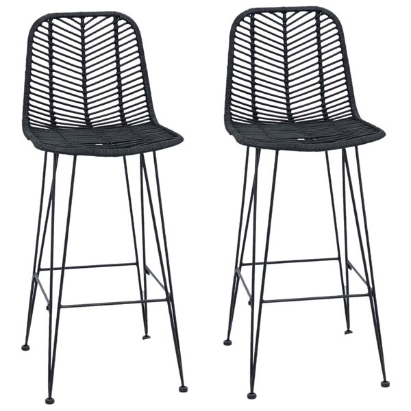 vidaXL Bar Chair 2 pcs Black 44.5 x 53 x 111 cm Rattan and Iron