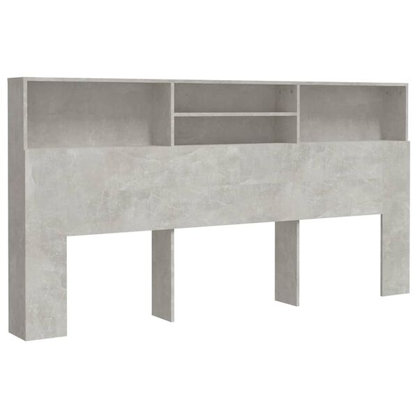 vidaXL Headboard Cabinet Concrete Grey 200x19x103.5 cm