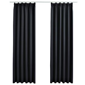 vidaXL Blackout Curtains with Hooks 2 pcs Black 140x225 cm