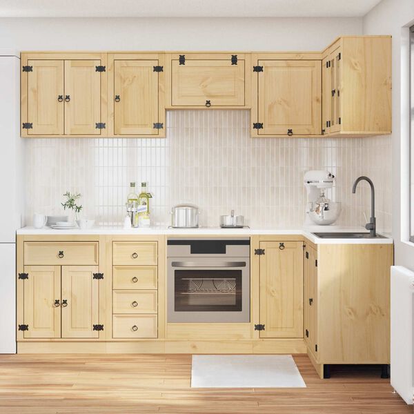 vidaXL Cabinet with Drawer SKI 10 pcs Honey Brown Solid Pine Wood