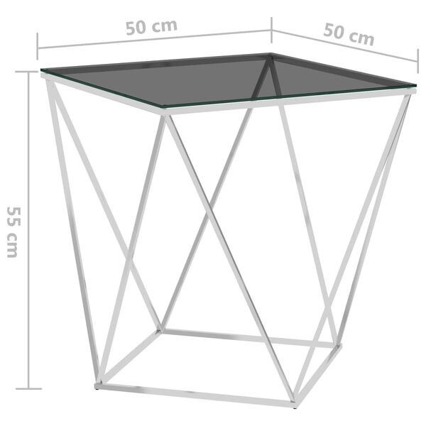 vidaXL Coffee Table Silver and Black 50x50x55 cm Stainless Steel
