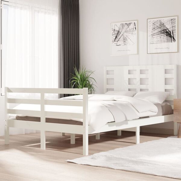 vidaXL Bed Frame without Mattress White 120x200 cm Solid Wood Pine