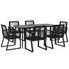 vidaXL 7 Piece Garden Dining Set Black PVC Rattan