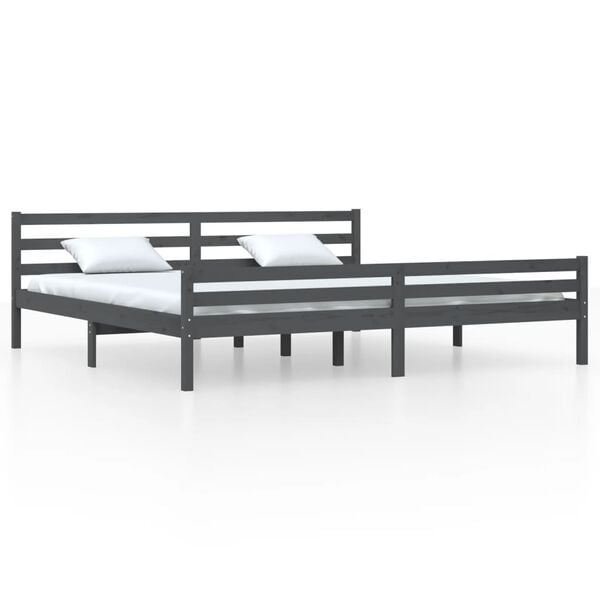 vidaXL Bed Frame without Mattress Grey Solid Wood 200x200 cm