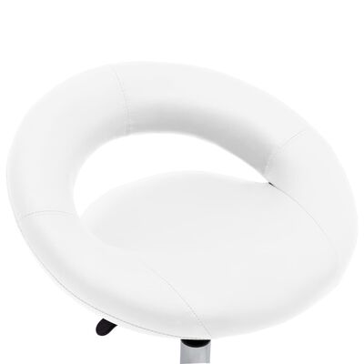 vidaXL Rolling Work Chair White Faux Leather
