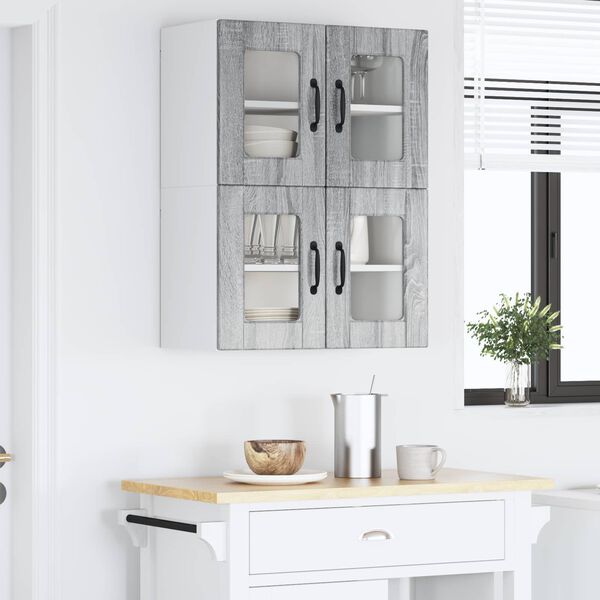 vidaXL Kitchen Cabinet with Shelf 2 pcs Grey Sonoma 60 x 31 x 40 cm