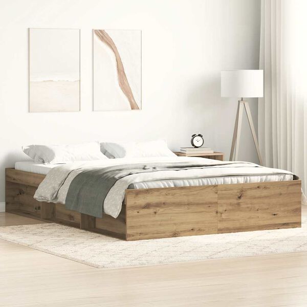 vidaXL Bed Frame without Mattress Artisan Oak 120x200cm Engineered Wood