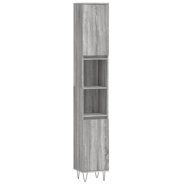 vidaXL Bathroom Cabinet Grey Sonoma 30x30x190 cm Engineered Wood