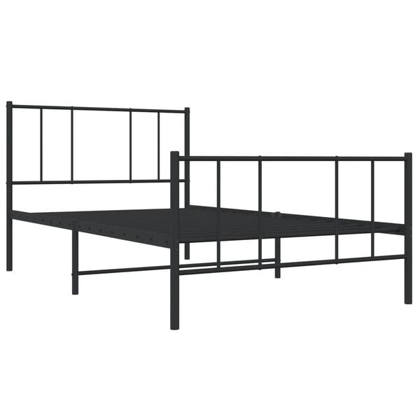 vidaXL Metal Bed Frame without Mattress with Footboard Black 75x190cm