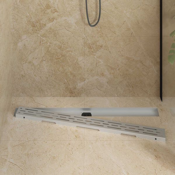 vidaXL Shower Drain Line Design with 360&deg; Siphon Silver 100 cm